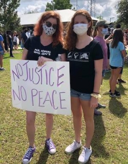 “I have two friends I see frequently without masks, though we will be changing our practices now that infections are skyrocketing in Florida. I also have two other friends that I do distanced backyard happy hours with, and a sex partner. I also have two teens who quarantined at first but now each have two small groups of friends.” — Elizabeth Mann, Gainesville, Florida (pictured with daughter)