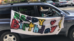 Amber’s friends joined in a birthday car parade.