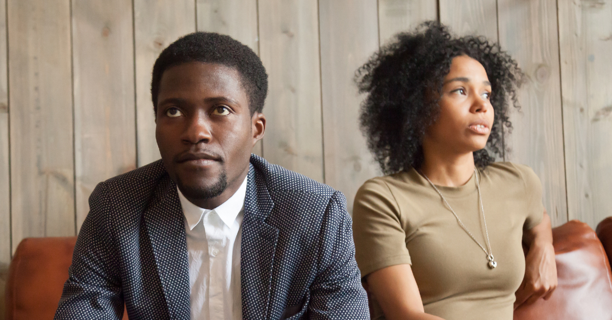 upset couple looking in opposite directions, scripture guide dating decisions