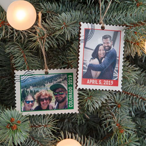 Postage stamp Christmas Tree ornament
